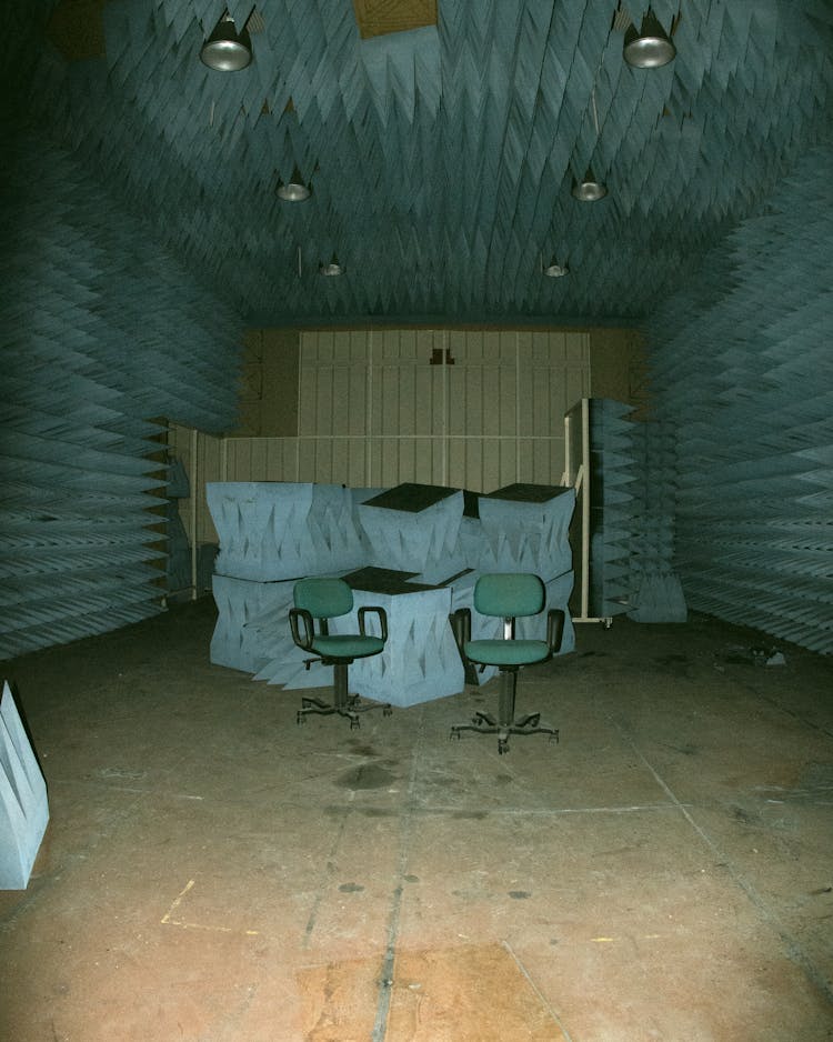 Green Office Chairs In A Sound Proof Room