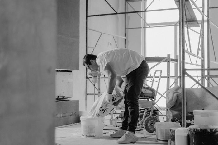 Local repair contractor working on an interior service project