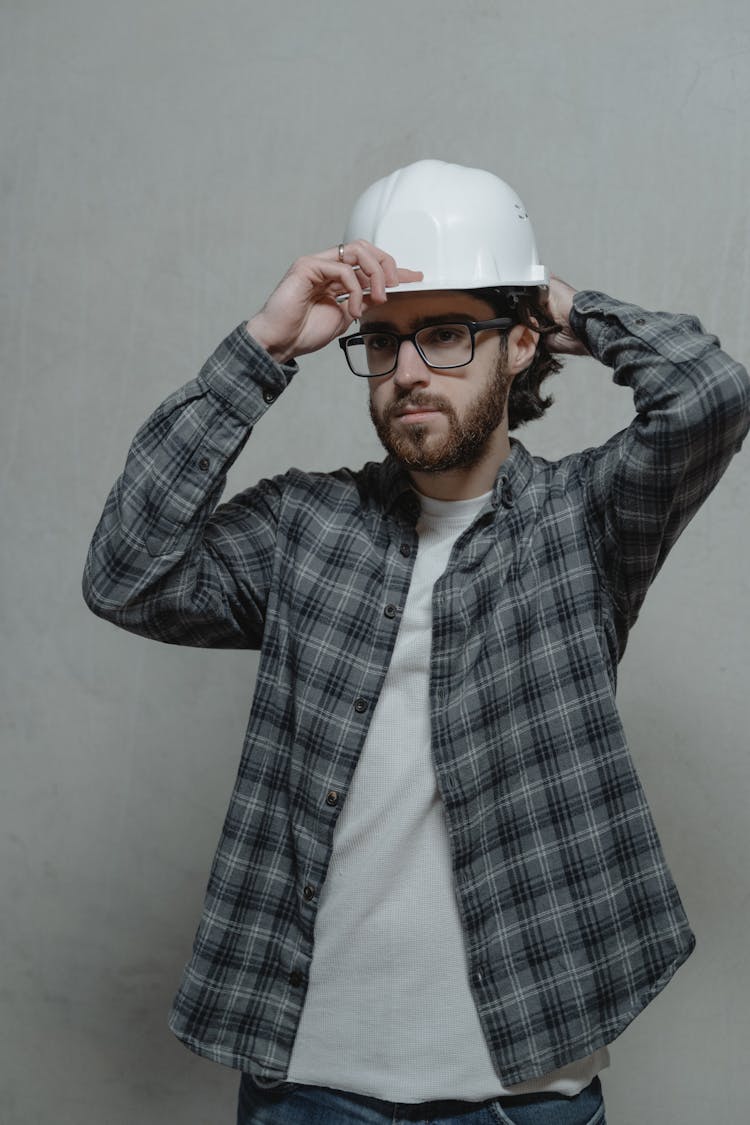 Man Wearing White Hard Hat