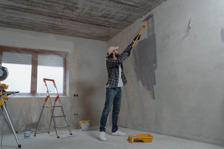 Professional painter working on a residential interior