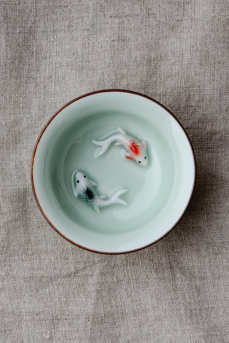 Koi Fish Delicacy On A Ceramic Bowl 