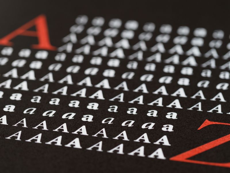 Close-up of typographic letters for art direction