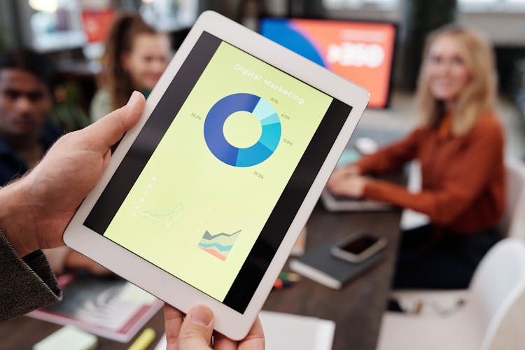 A Hand Holding A Tablet Device In Close-up Photography