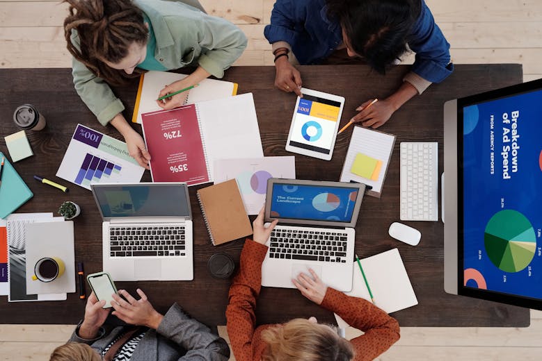 Complex marketing strategy or customer journey map on a screen