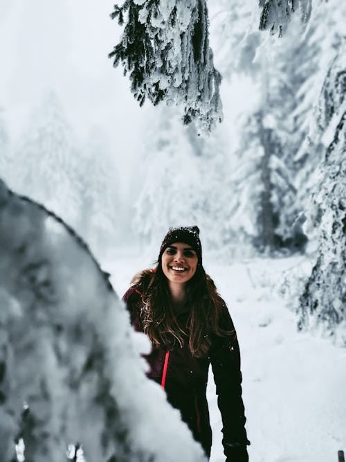 Woman Having Fun in the Snow