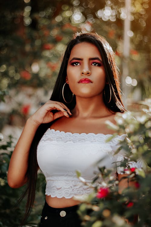 Woman Wearing White Crop Top