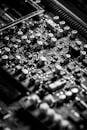 Black and White Photo of a Circuit Board