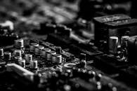 Grayscale Photo of a Circuit Board