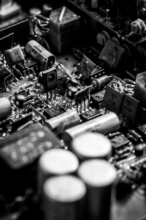 Free Black and White Circuit Board Stock Photo