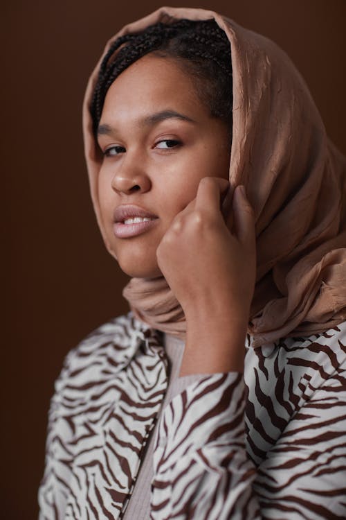 Woman in Brown Hijab