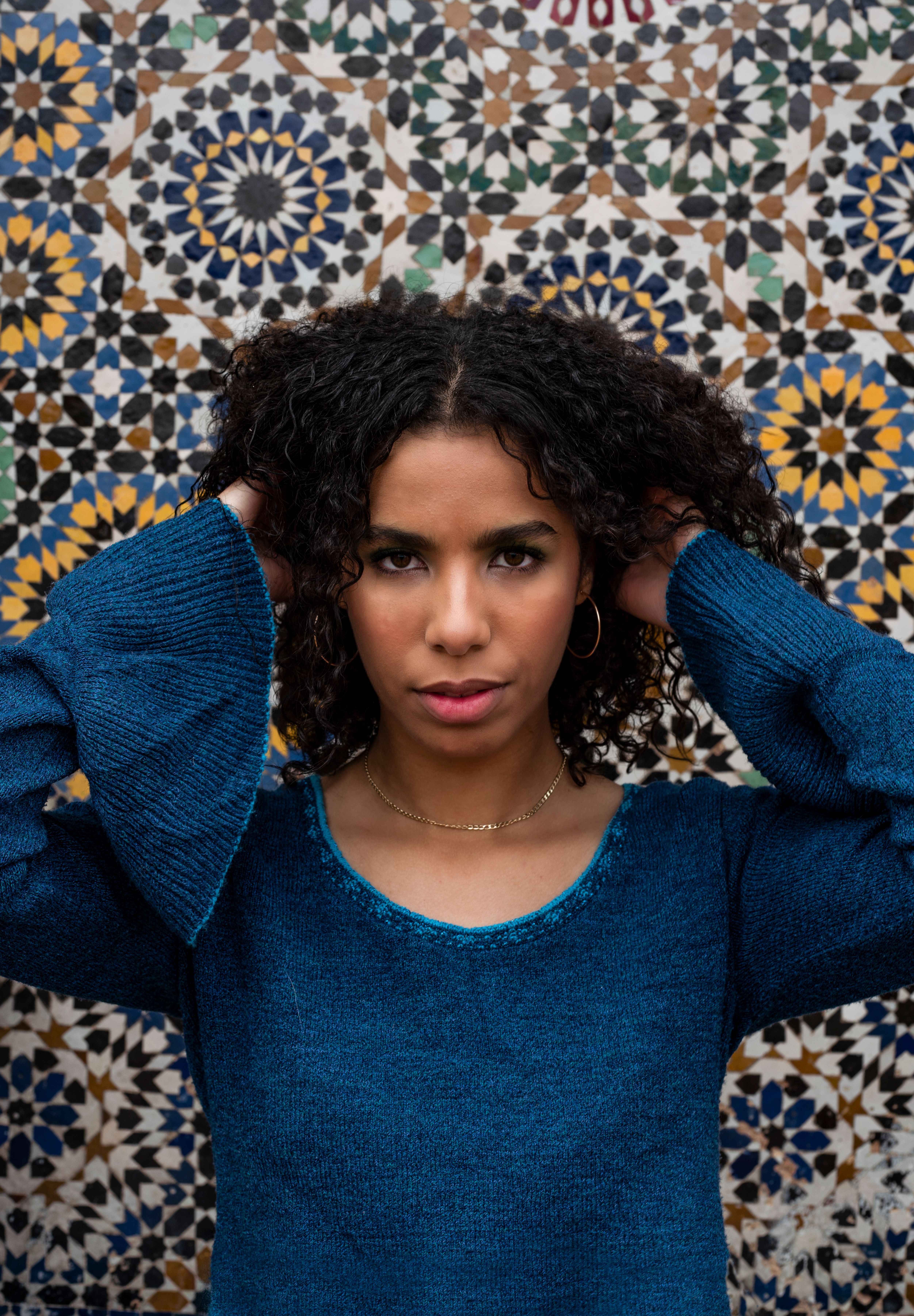 Woman Wearing Brown Sweater and Black 