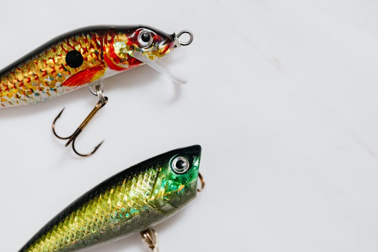 Fishing Lures On White Surface