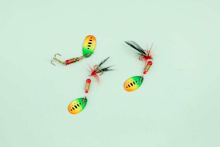 Lures On Green Surface