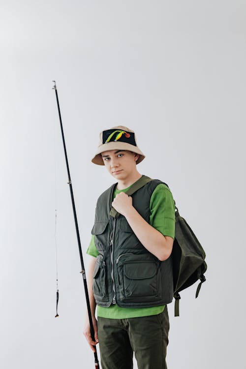 Free Boy Ready for Fishing Stock Photo