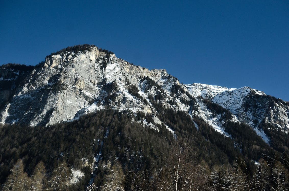 Snow Covered Mountain Under the Blue Sky