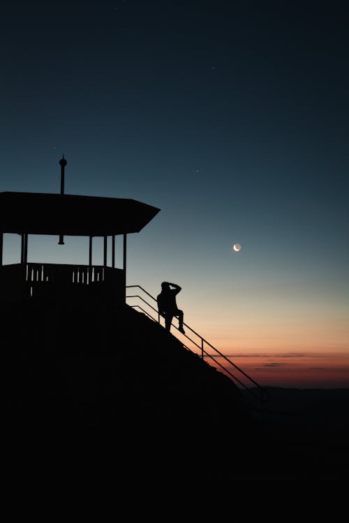 Silhouette of Person during Sunset