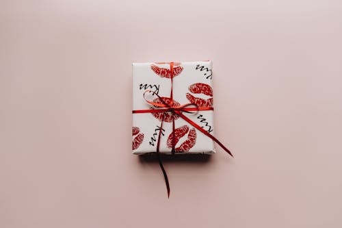 White and Red Kiss Wrapping Paper