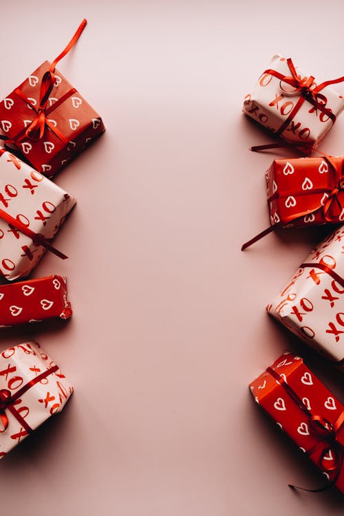Free Four Presents on the Table Stock Photo