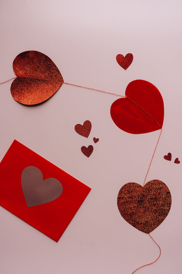 Hearts And Red Envelope With Heart