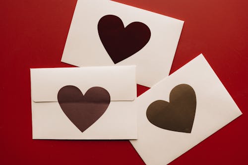 White Envelopes with Brown Heart