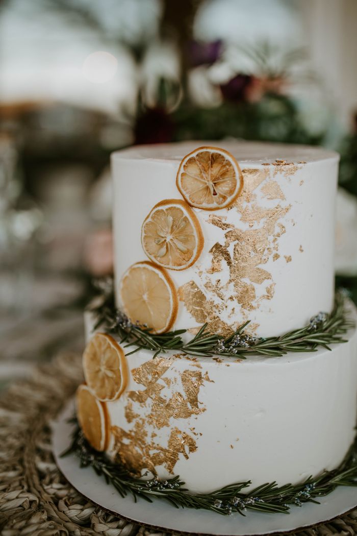 Wedding cake with rosemary and orange