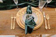 Table setting with elegant tableware and personalized napkin ring