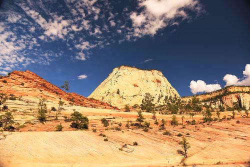 Free Stunning view of sandstone formations and clear sky in Zion National Park, Utah. Stock Photo