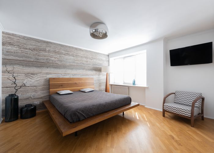 Bright, freshly cleaned modern bedroom