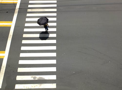 Person Walking on Pedestrian Lane