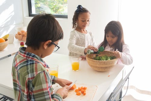 Children Preparing Food in the Kitchen