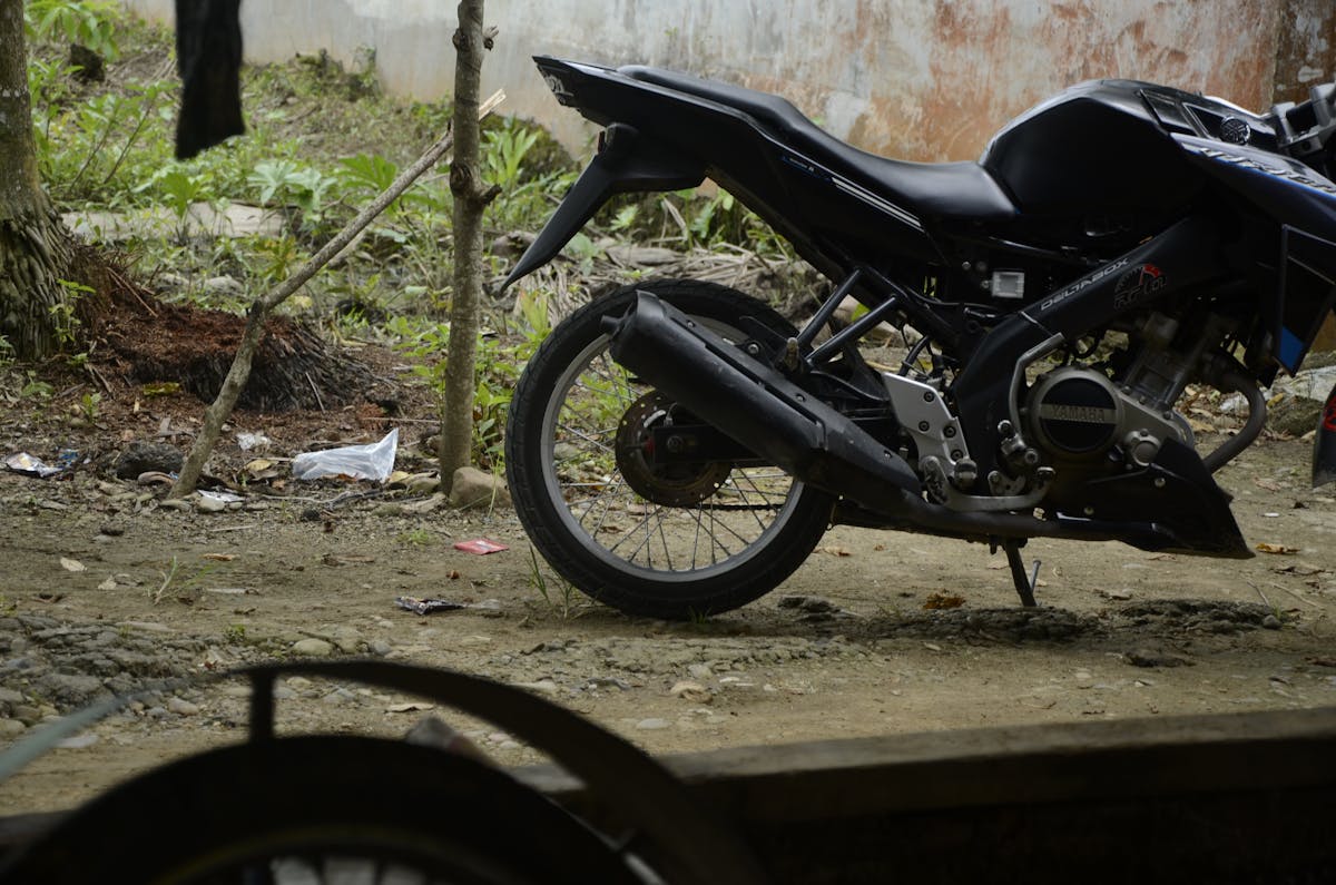 Person performing yard cleanup work
