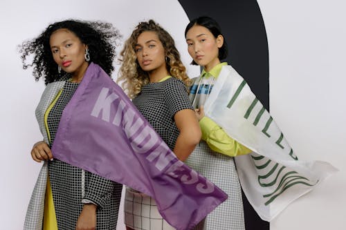 Free Women Posing with Flags Stock Photo