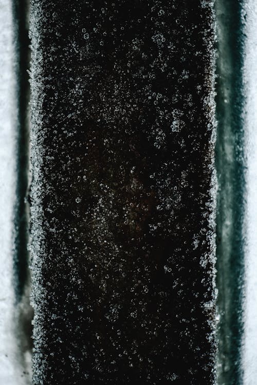 Close-up of a Black Frosty Surface