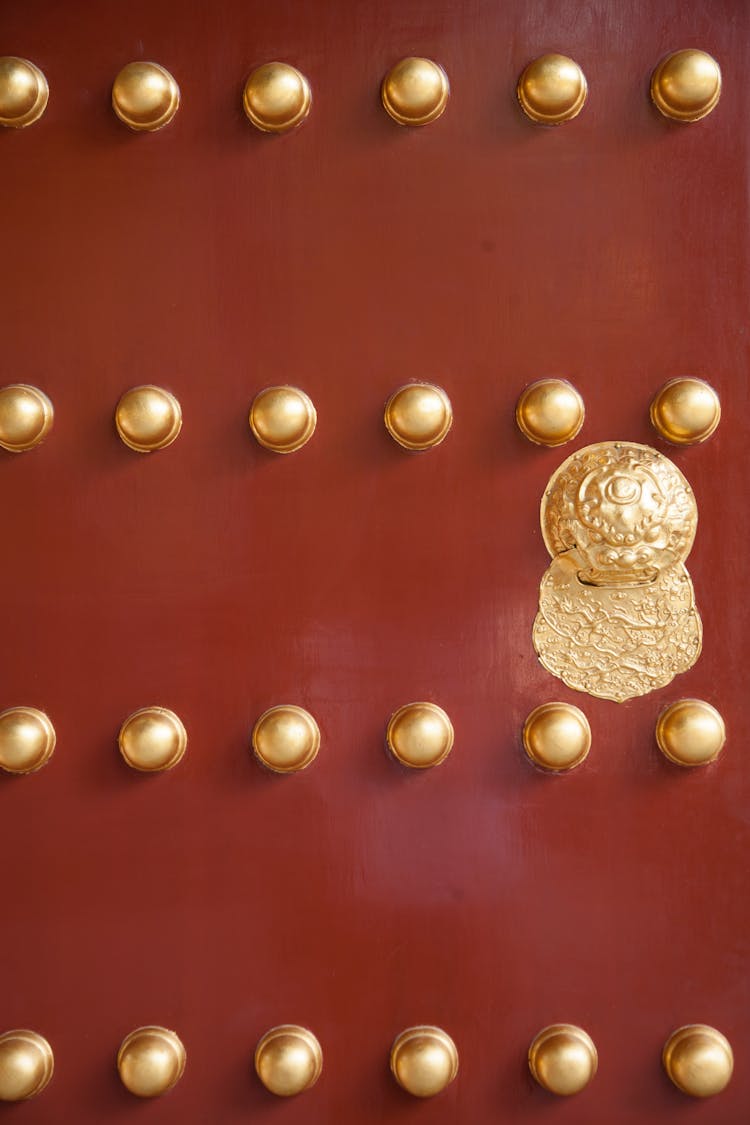 Gold Round Ornaments On Wood