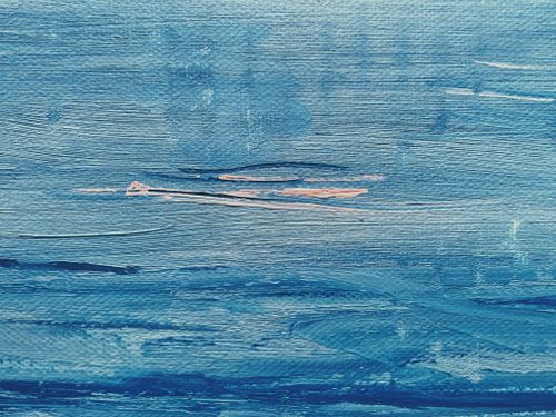 Free A vibrant blue abstract painting with textured strokes and subtle pink highlights, capturing depth and creativity. Stock Photo