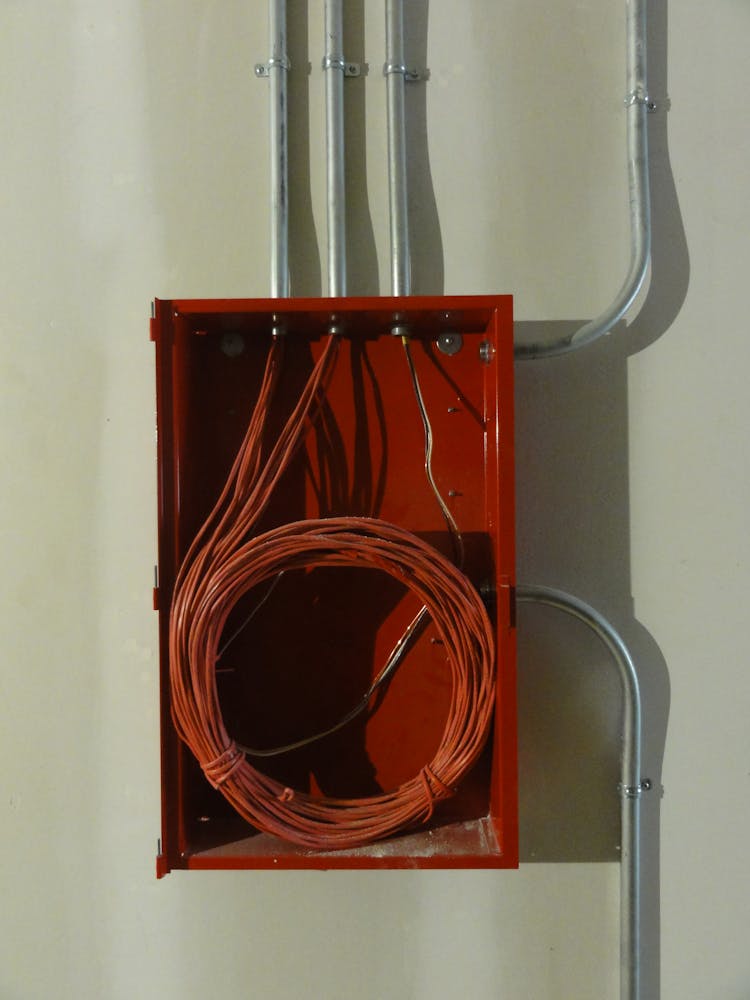 A Red Rolled Wires In A Red Box