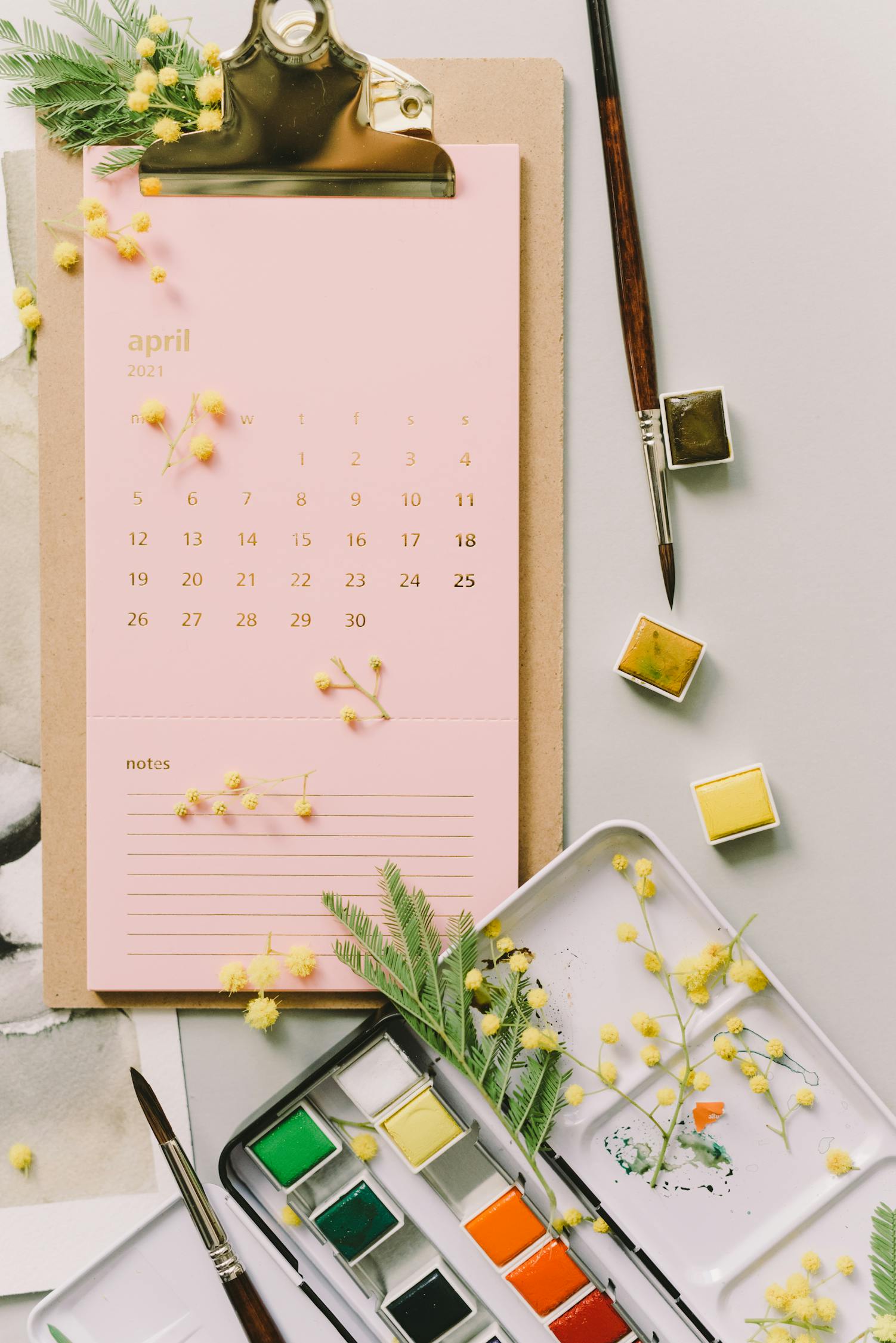 Photo Of Calendar And Watercolor Palette · Free Stock Photo
