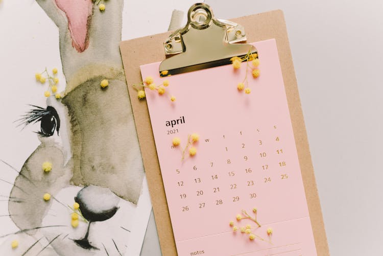 April Calendar On A Clipboard