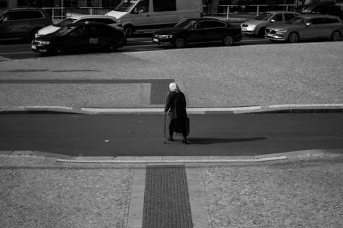 Free An Elderly Woman Crossing the Street Stock Photo