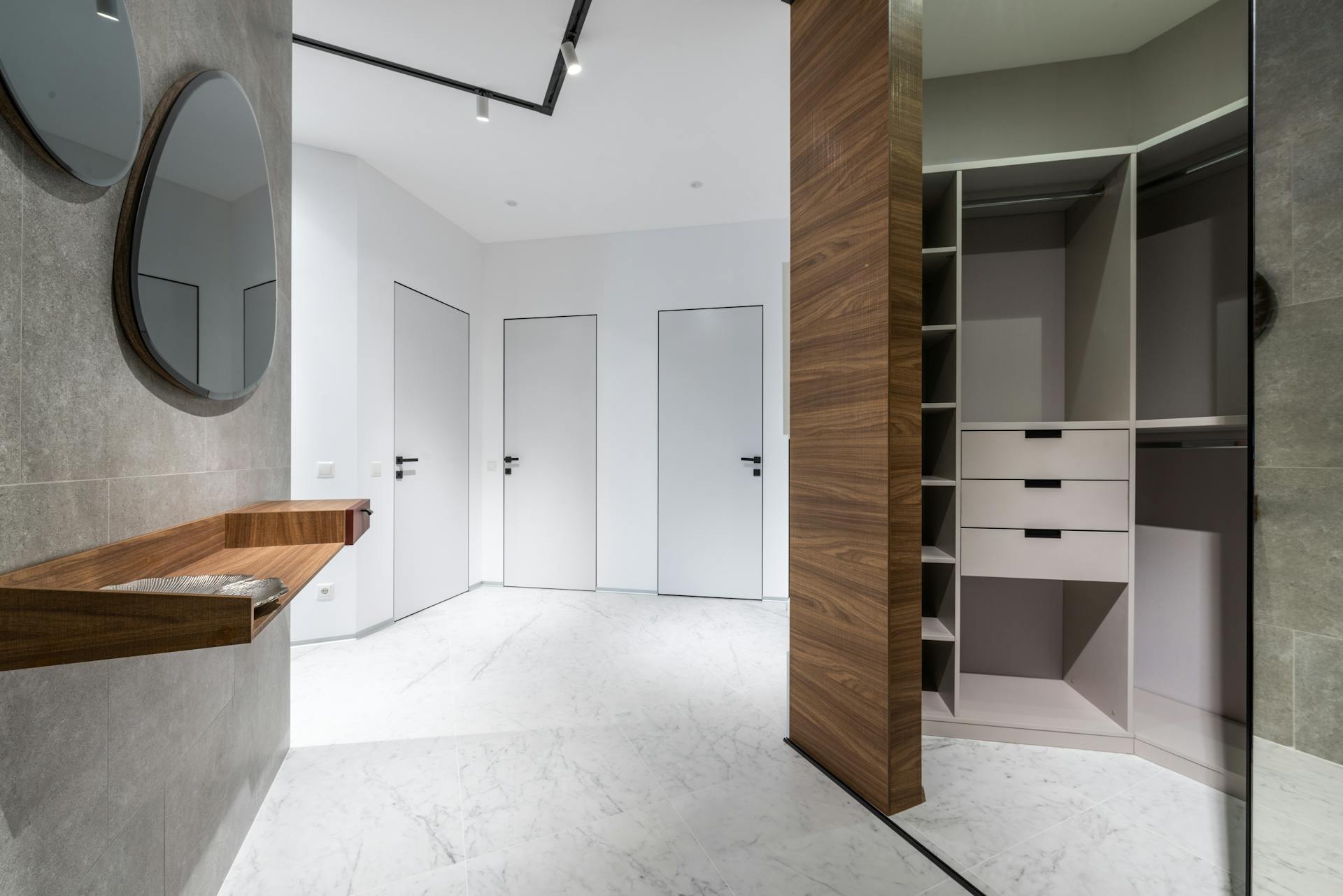 Spacious corridor with wardrobe at home