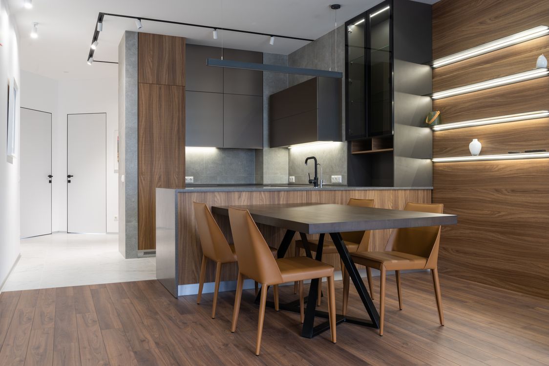 Interior of modern kitchen with table · Free Stock Photo