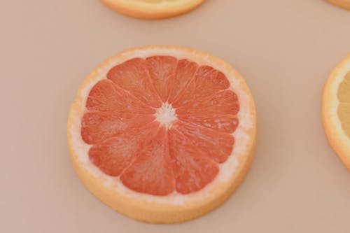 A Close-Up of a Slice of Grapefruit