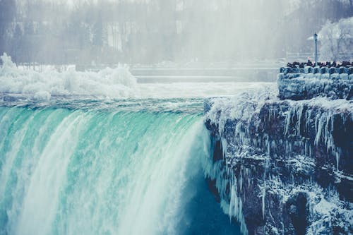 Free Photo of a Waterfall during Winter Season Stock Photo