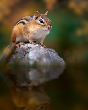 Adorable chipmunk perched on a rock in natural habitat, highlighting wildlife beauty.