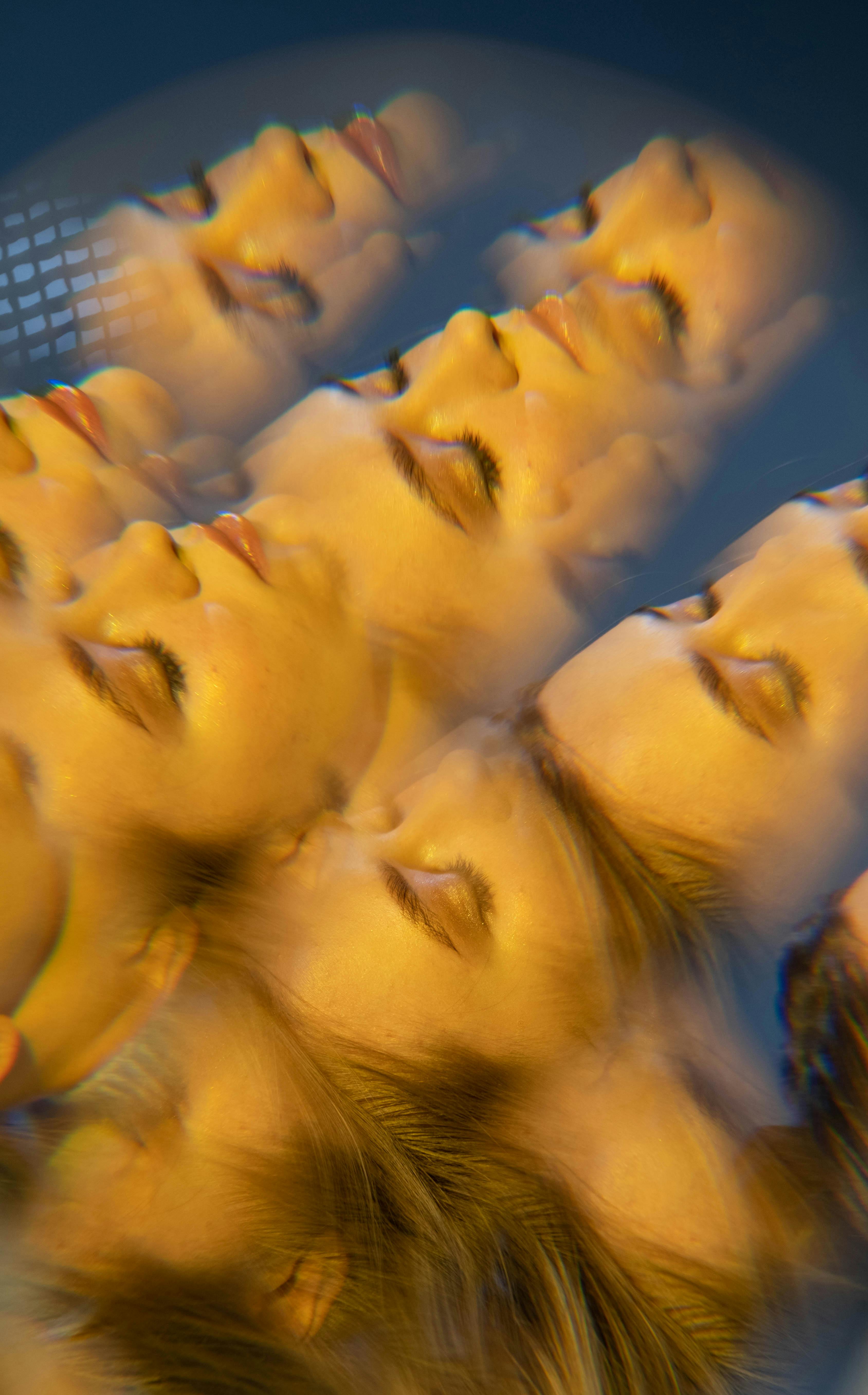 a distorted photo of a woman