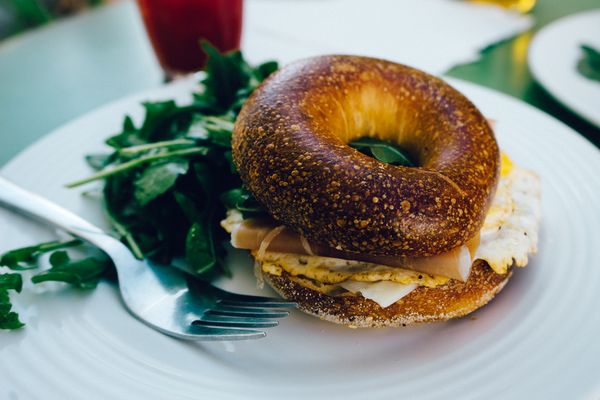 Toasted bagel breakfast