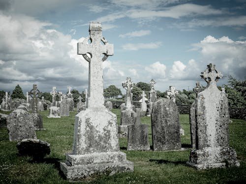 Free Gravestones on a Cemetery Stock Photo