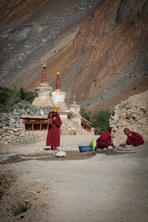 Buddhist Monks Doing Manual Work
