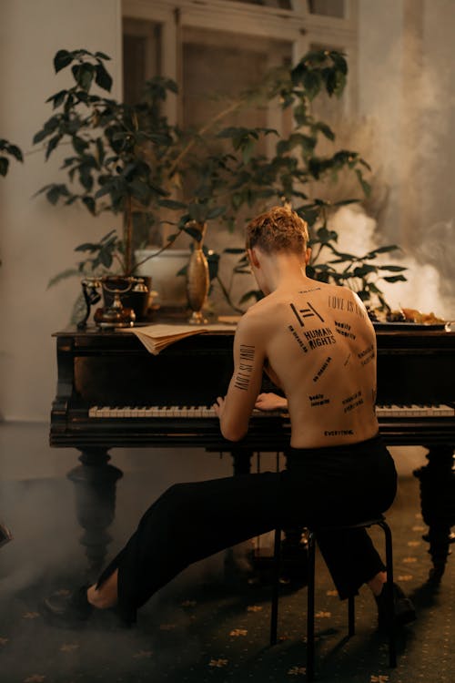 Man Playing Piano Shirtless 