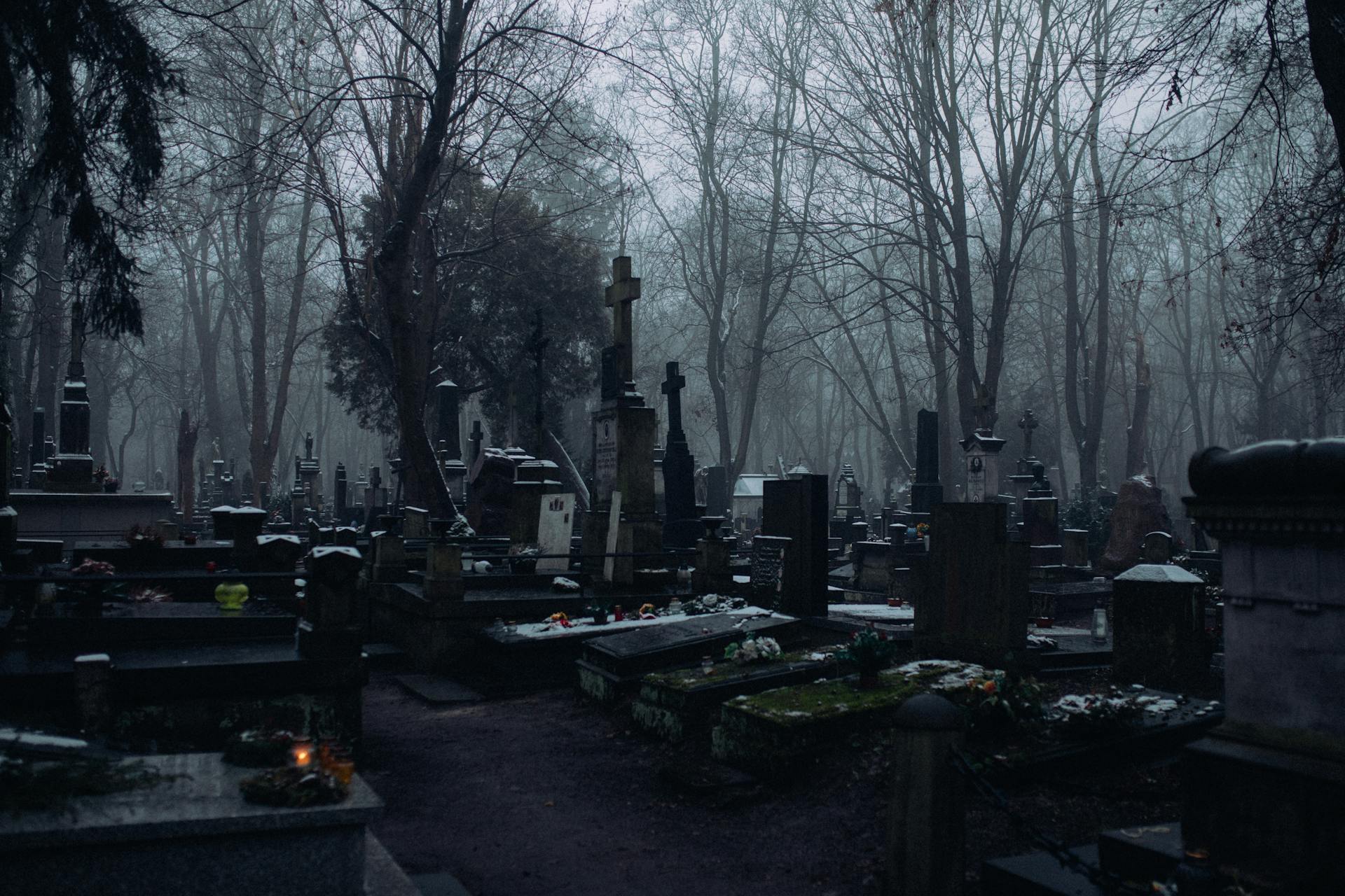 Flowers and Candles Over the Tombs